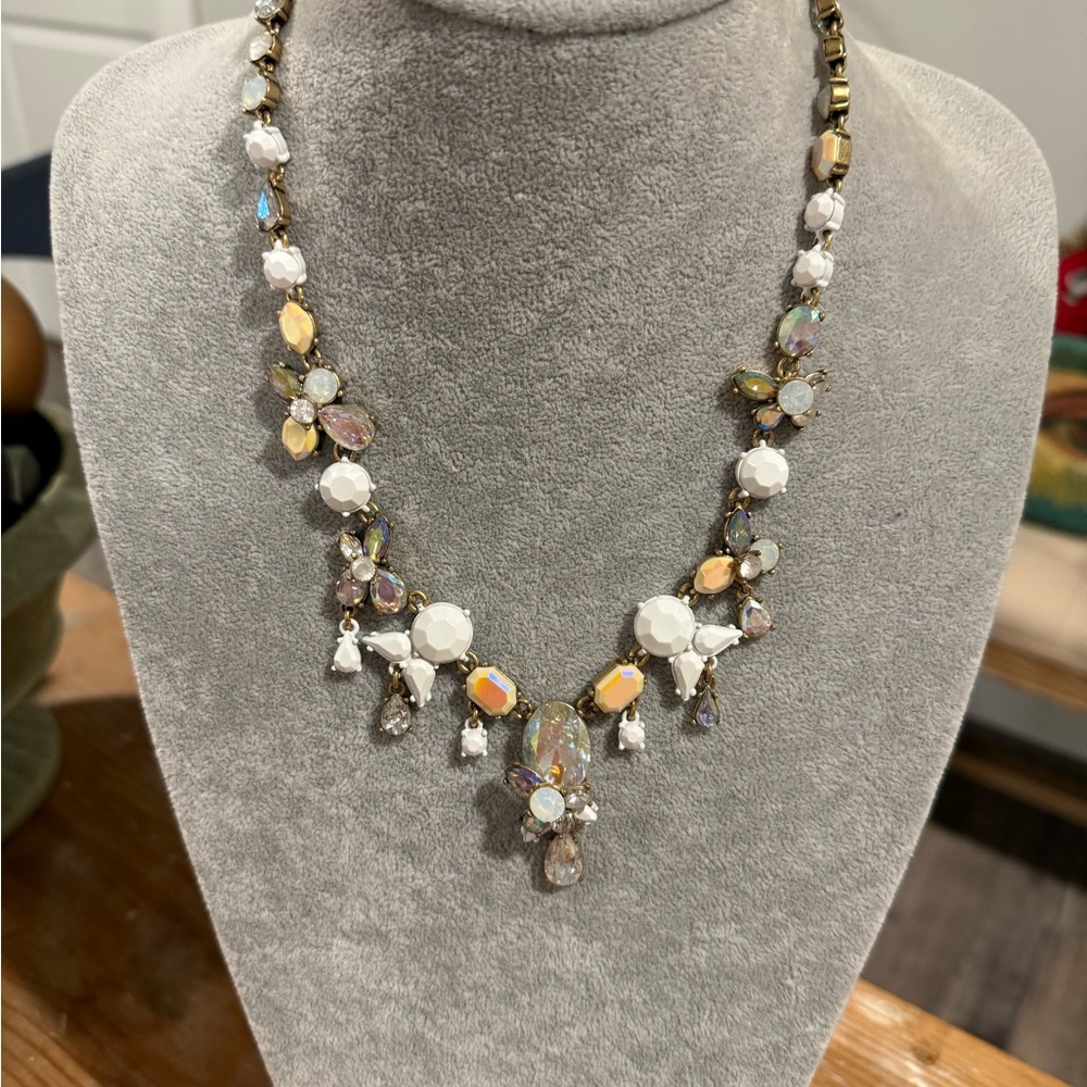 J Crew Chic White and Gold Necklace